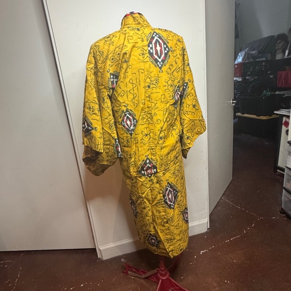 Yellow Patterned Women's Kimono Robe - Picture 3 of 6